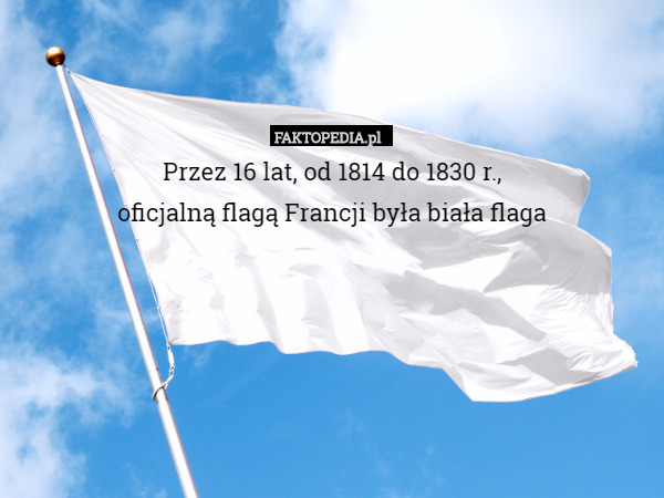 Przez 16 lat, od 1814 do 1830 r.,
oficjalną flagą Francji była biała flaga 