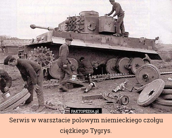Serwis w warsztacie polowym niemieckiego czołgu ciężkiego Tygrys. 