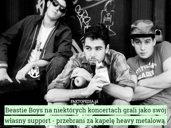 Beastie Boys na niektórych koncertach grali jako swój własny support - przebrani za kapelę heavy metalową. 