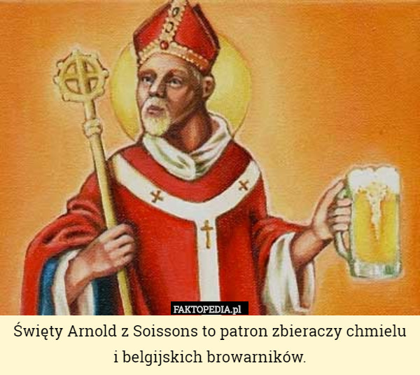 Święty Arnold z Soissons to patron zbieraczy chmielu
 i belgijskich browarników. 