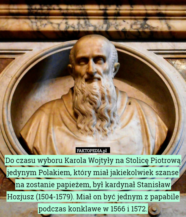 Do czasu wyboru Karola Wojtyły na Stolicę Piotrową jedynym Polakiem, który miał jakiekolwiek szanse na zostanie papieżem, był kardynał Stanisław Hozjusz (1504-1579). Miał on być jednym z papabile podczas konklawe w 1566 i 1572. 
