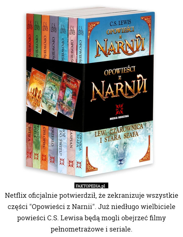 Netflix oficjalnie potwierdził, że zekranizuje wszystkie części "Opowieści z Narnii". Już niedługo wielbiciele powieści C.S. Lewisa będą mogli obejrzeć filmy pełnometrażowe i seriale. 