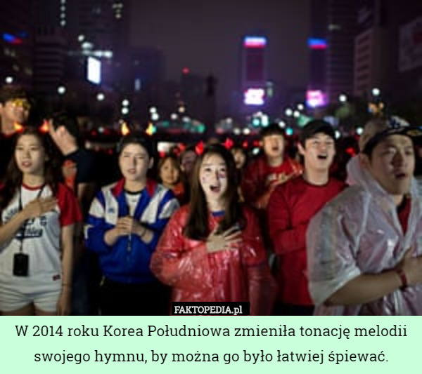 W 2014 roku Korea Południowa zmieniła tonację melodii swojego hymnu, by można go było łatwiej śpiewać. 
