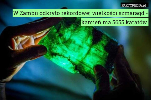 W Zambii odkryto rekordowej wielkości szmaragd - kamień ma 5655 karatów. 