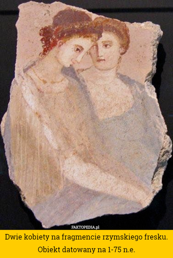 Dwie kobiety na fragmencie rzymskiego fresku. Obiekt datowany na 1-75 n.e. 