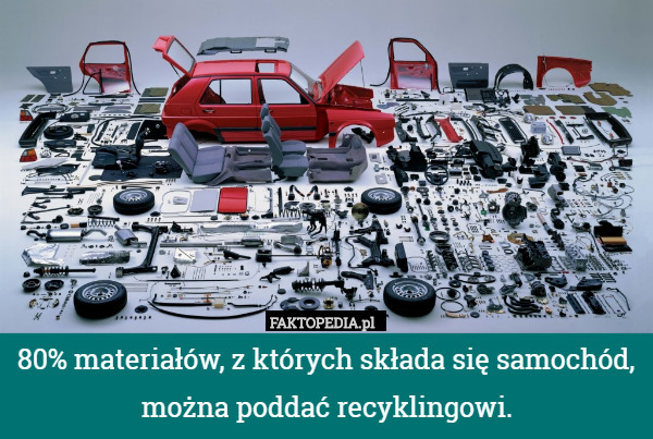 80% materiałów, z których składa się samochód, można poddać recyklingowi. 