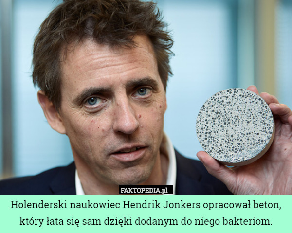 Holenderski naukowiec Hendrik Jonkers opracował beton, który łata się sam dzięki dodanym do niego bakteriom. 