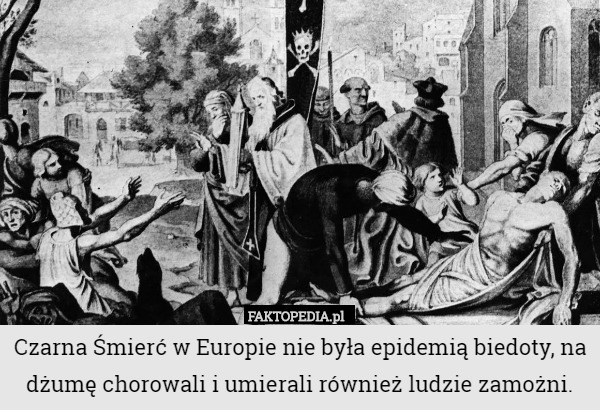 Czarna Śmierć w Europie nie była epidemią biedoty, na dżumę chorowali i umierali również ludzie zamożni. 