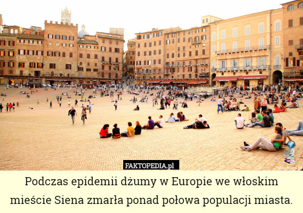 Podczas epidemii dżumy w Europie we włoskim mieście Siena zmarła ponad połowa populacji miasta. 