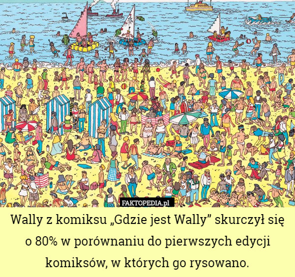 Wally z komiksu „Gdzie jest Wally” skurczył się o 80% w porównaniu do pierwszych edycji komiksów, w których go rysowano. 