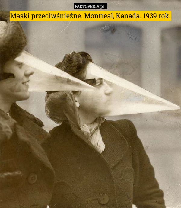 Maski przeciwśnieżne. Montreal, Kanada. 1939 rok. 