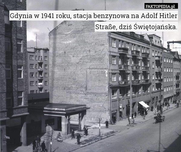 Gdynia w 1941 roku, stacja benzynowa na Adolf Hitler Straße, dziś Świętojańska. 
