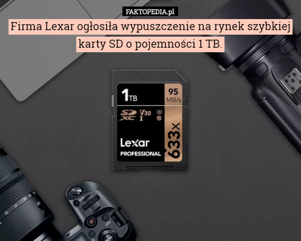 Firma Lexar ogłosiła wypuszczenie na rynek szybkiej karty SD o pojemności 1 TB. 