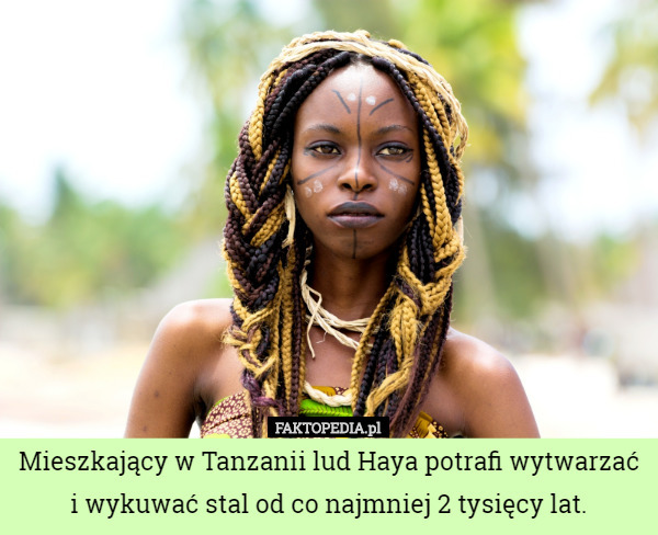 Mieszkający w Tanzanii lud Haya potrafi wytwarzać
 i wykuwać stal od co najmniej 2 tysięcy lat. 