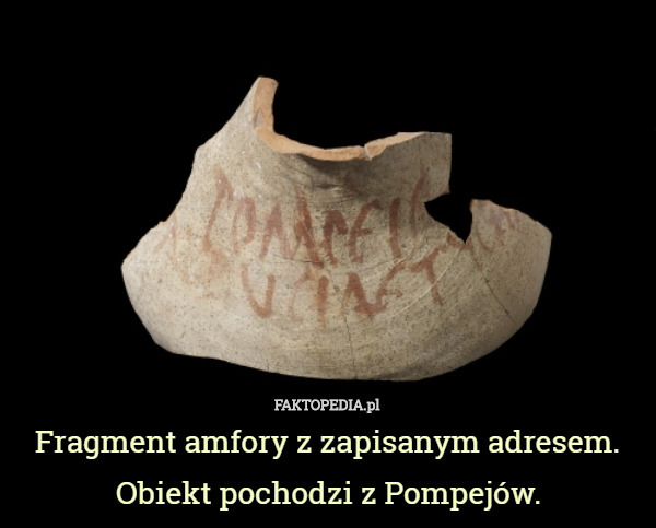 Fragment amfory z zapisanym adresem. Obiekt pochodzi z Pompejów. 
