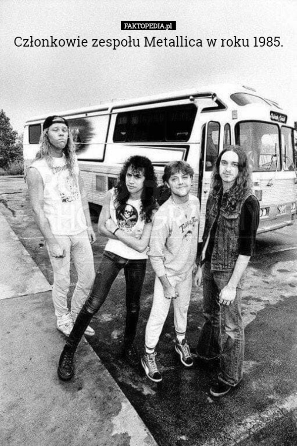 Członkowie zespołu Metallica w roku 1985. 