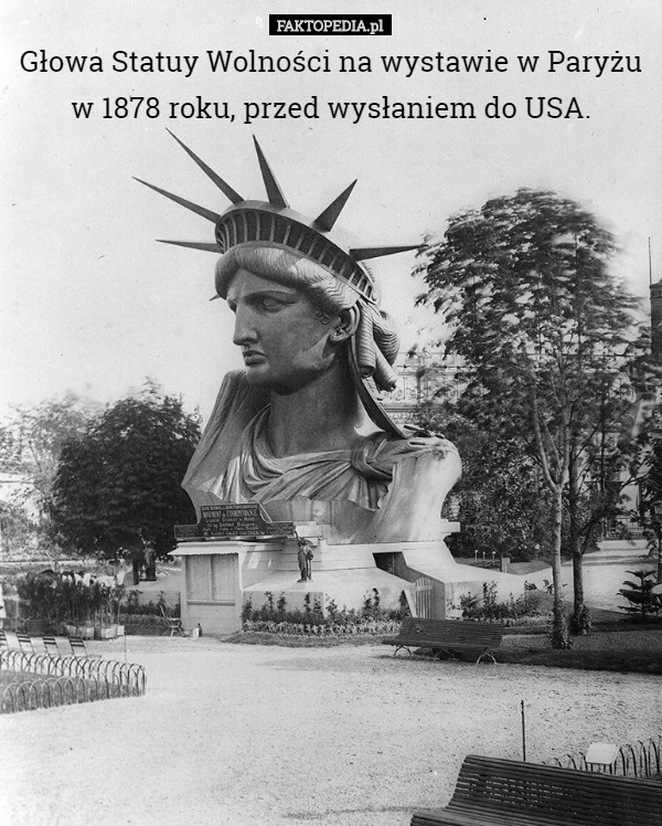 Głowa Statuy Wolności na wystawie w Paryżu w 1878 roku, przed wysłaniem do USA. 