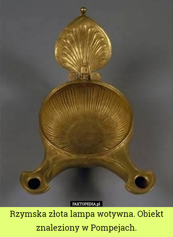 Rzymska złota lampa wotywna. Obiekt znaleziony w Pompejach. 