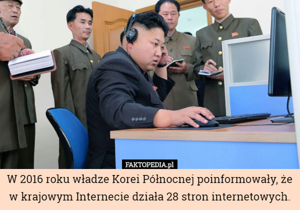 W 2016 roku władze Korei Północnej poinformowały, że w krajowym Internecie działa 28 stron internetowych. 
