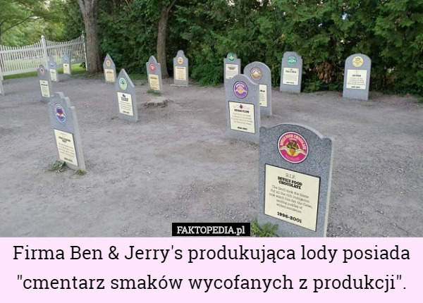 Firma Ben & Jerry's produkująca lody posiada "cmentarz smaków wycofanych z produkcji". 