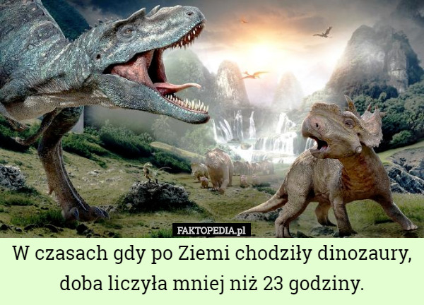 W czasach gdy po Ziemi chodziły dinozaury, doba liczyła mniej niż 23 godziny. 