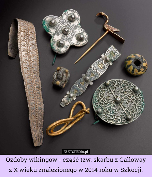 Ozdoby wikingów - część tzw. skarbu z Galloway z X wieku znalezionego w 2014 roku w Szkocji. 