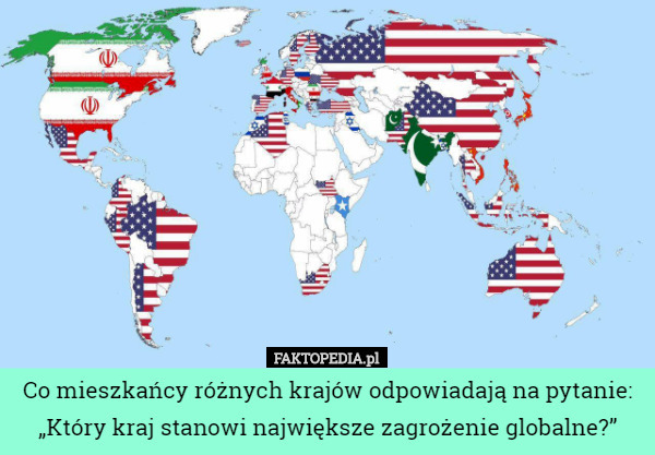 Co mieszkańcy różnych krajów odpowiadają na pytanie: „Który kraj stanowi największe zagrożenie globalne?” 