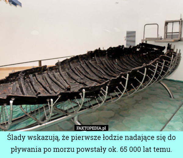 Ślady wskazują, że pierwsze łodzie nadające się do pływania po morzu powstały ok. 65 000 lat temu. 