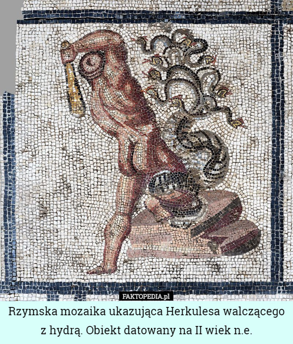 Rzymska mozaika ukazująca Herkulesa walczącego z hydrą. Obiekt datowany na II wiek n.e. 