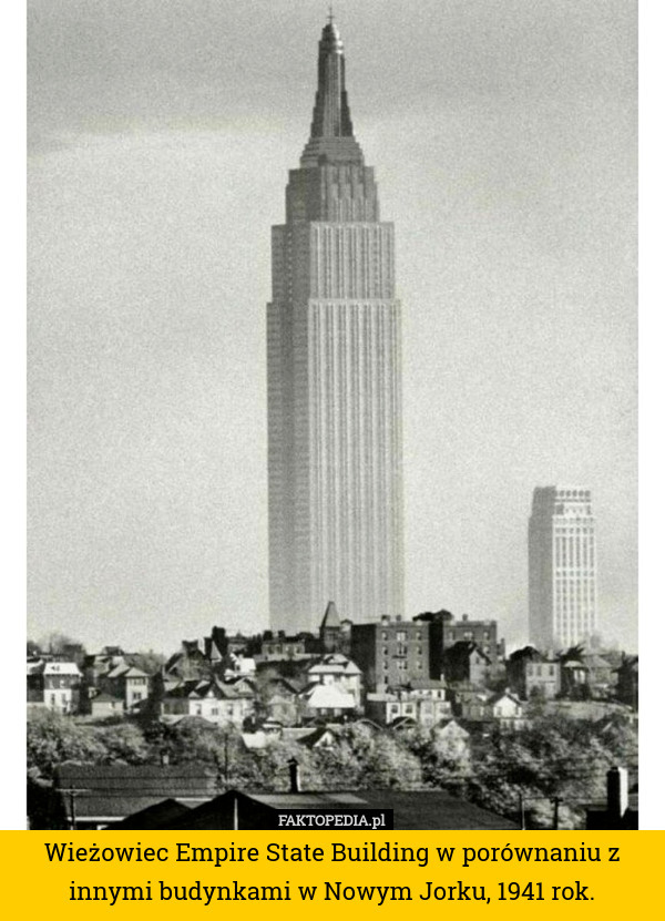 Wieżowiec Empire State Building w porównaniu z innymi budynkami w Nowym Jorku, 1941 rok. 