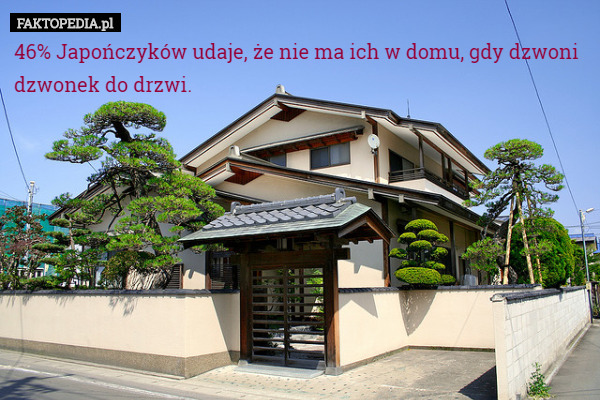46% Japończyków udaje, że nie ma ich w domu, gdy dzwoni
 dzwonek do drzwi. 
