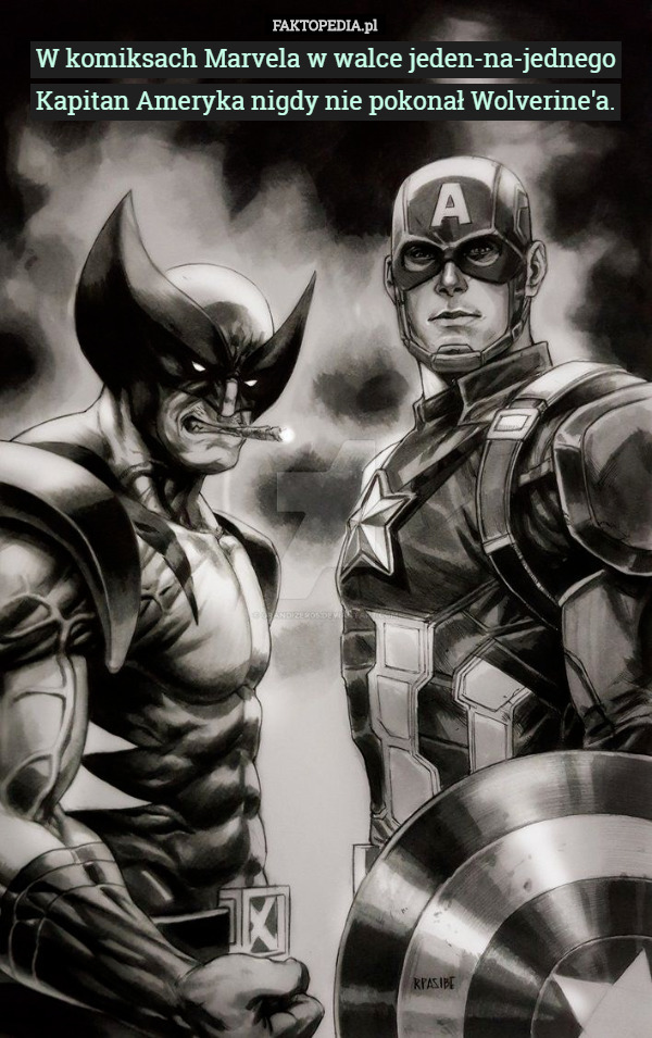 W komiksach Marvela w walce jeden-na-jednego Kapitan Ameryka nigdy nie pokonał Wolverine'a. 