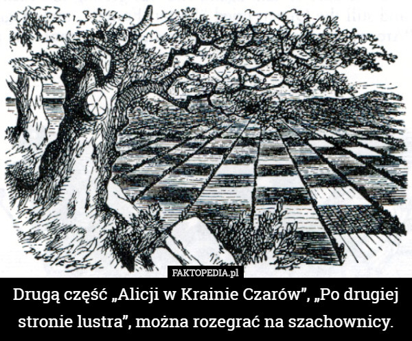 Drugą część „Alicji w Krainie Czarów”, „Po drugiej stronie lustra”, można rozegrać na szachownicy. 