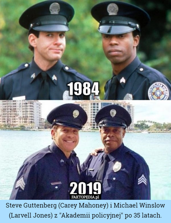 Steve Guttenberg (Carey Mahoney) i Michael Winslow (Larvell Jones) z "Akademii policyjnej" po 35 latach. 