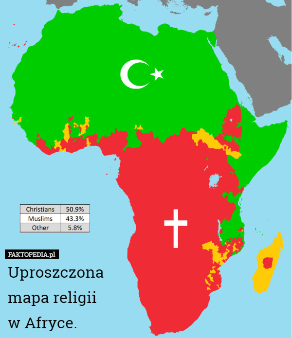Uproszczona
 mapa religii
 w Afryce. 