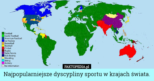 Najpopularniejsze dyscypliny sportu w krajach świata. 