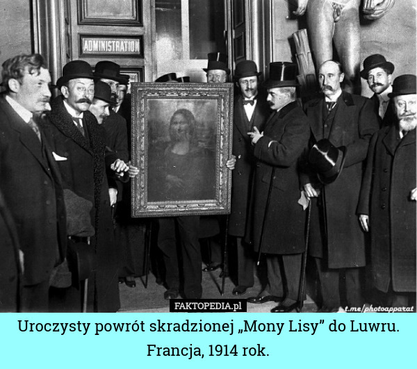 Uroczysty powrót skradzionej „Mony Lisy” do Luwru. Francja, 1914 rok. 