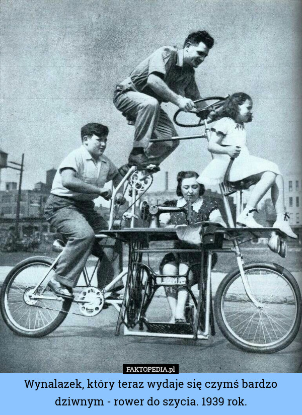 Wynalazek, który teraz wydaje się czymś bardzo dziwnym - rower do szycia. 1939 rok. 
