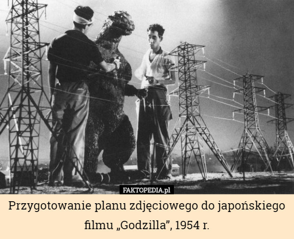 Przygotowanie planu zdjęciowego do japońskiego filmu „Godzilla”, 1954 r. 