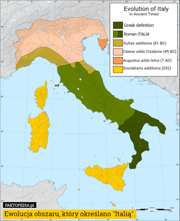 Ewolucja obszaru, który określano "Italią". 