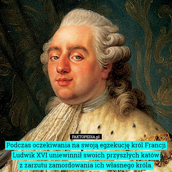 Podczas oczekiwania na swoją egzekucję król Francji Ludwik XVI uniewinnił swoich przyszłych katów
 z zarzutu zamordowania ich własnego króla. 