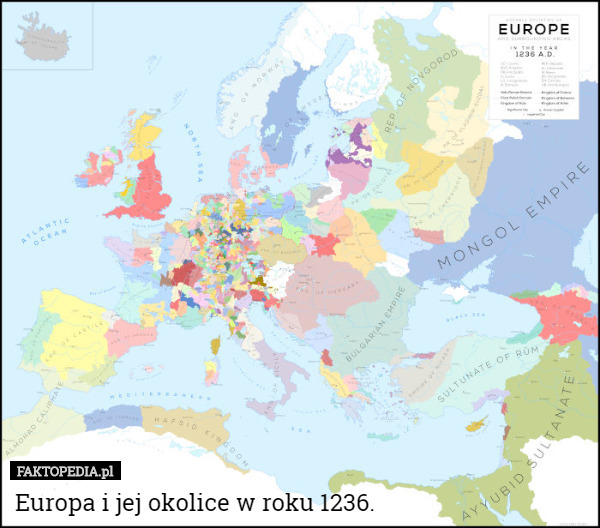 Europa i jej okolice w roku 1236. 
