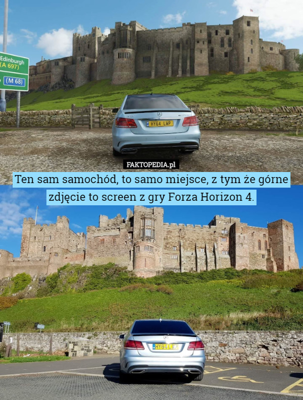 Ten sam samochód, to samo miejsce, z tym że górne zdjęcie to screen z gry Forza Horizon 4. 
