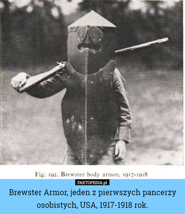Brewster Armor, jeden z pierwszych pancerzy osobistych, USA, 1917-1918 rok. 