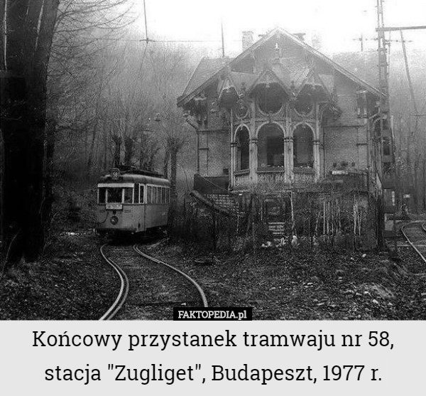 Końcowy przystanek tramwaju nr 58, stacja "Zugliget", Budapeszt, 1977 r. 