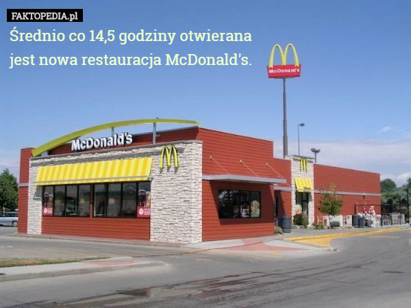 Średnio co 14,5 godziny otwierana
 jest nowa restauracja McDonald's. 