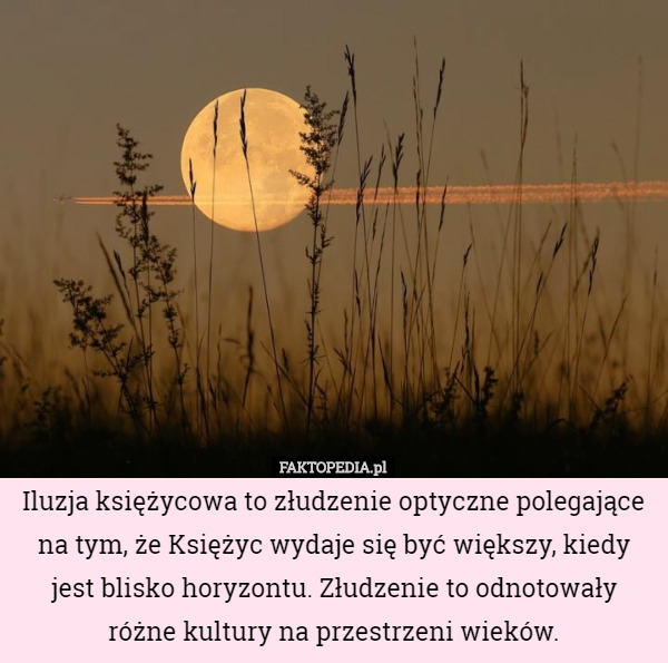 Iluzja księżycowa to złudzenie optyczne polegające na tym, że Księżyc wydaje się być większy, kiedy jest blisko horyzontu. Złudzenie to odnotowały
 różne kultury na przestrzeni wieków. 