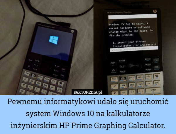 Pewnemu informatykowi udało się uruchomić system Windows 10 na kalkulatorze inżynierskim HP Prime Graphing Calculator. 