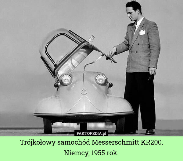 Trójkołowy samochód Messerschmitt KR200.
Niemcy, 1955 rok. 