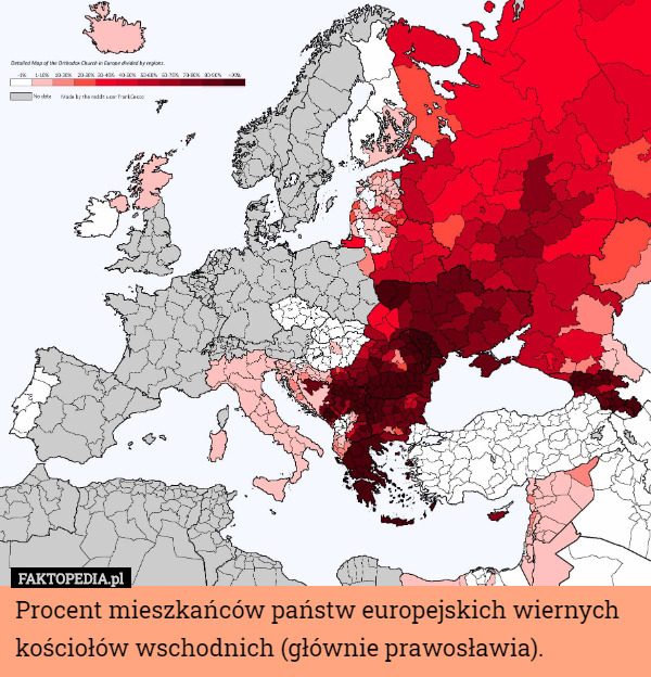 Procent mieszkańców państw europejskich wiernych kościołów wschodnich (głównie prawosławia). 